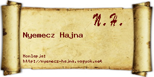 Nyemecz Hajna névjegykártya